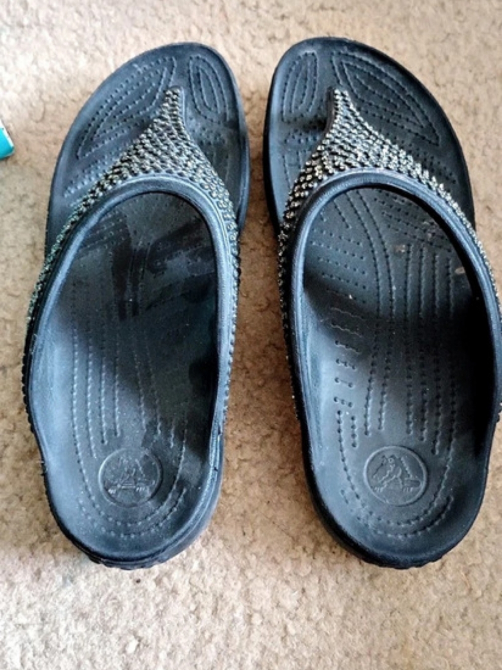 Crocs Croslite Studded Thong Sandals Black US 9
